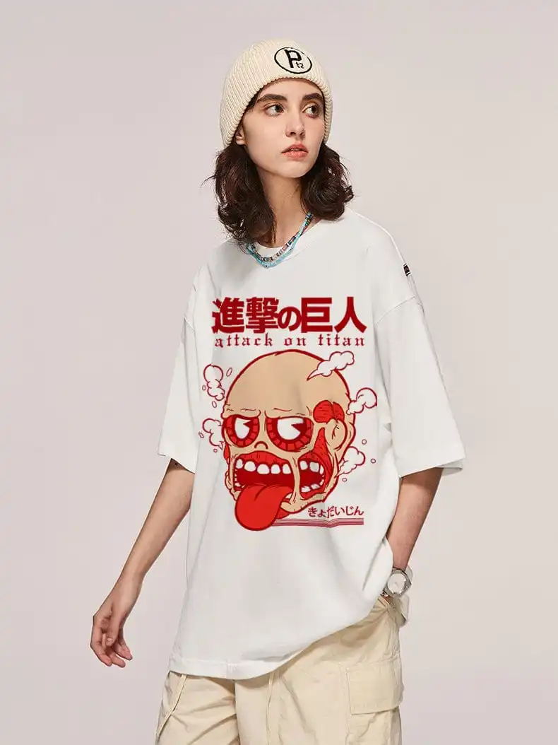 Funny Colossal Titan Face Attack on Titan T-Shirt - Humorous Anime Design