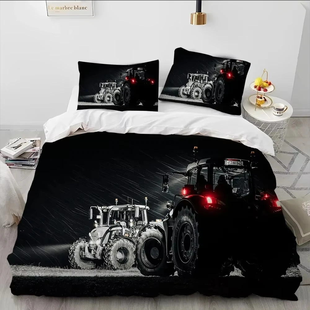 

3D Car Tractor Truck Series Comforter Bedding Set,Duvet Cover Bed Set Quilt Cover Pillowcase,King Queen Size Bedding Set Kids 3D