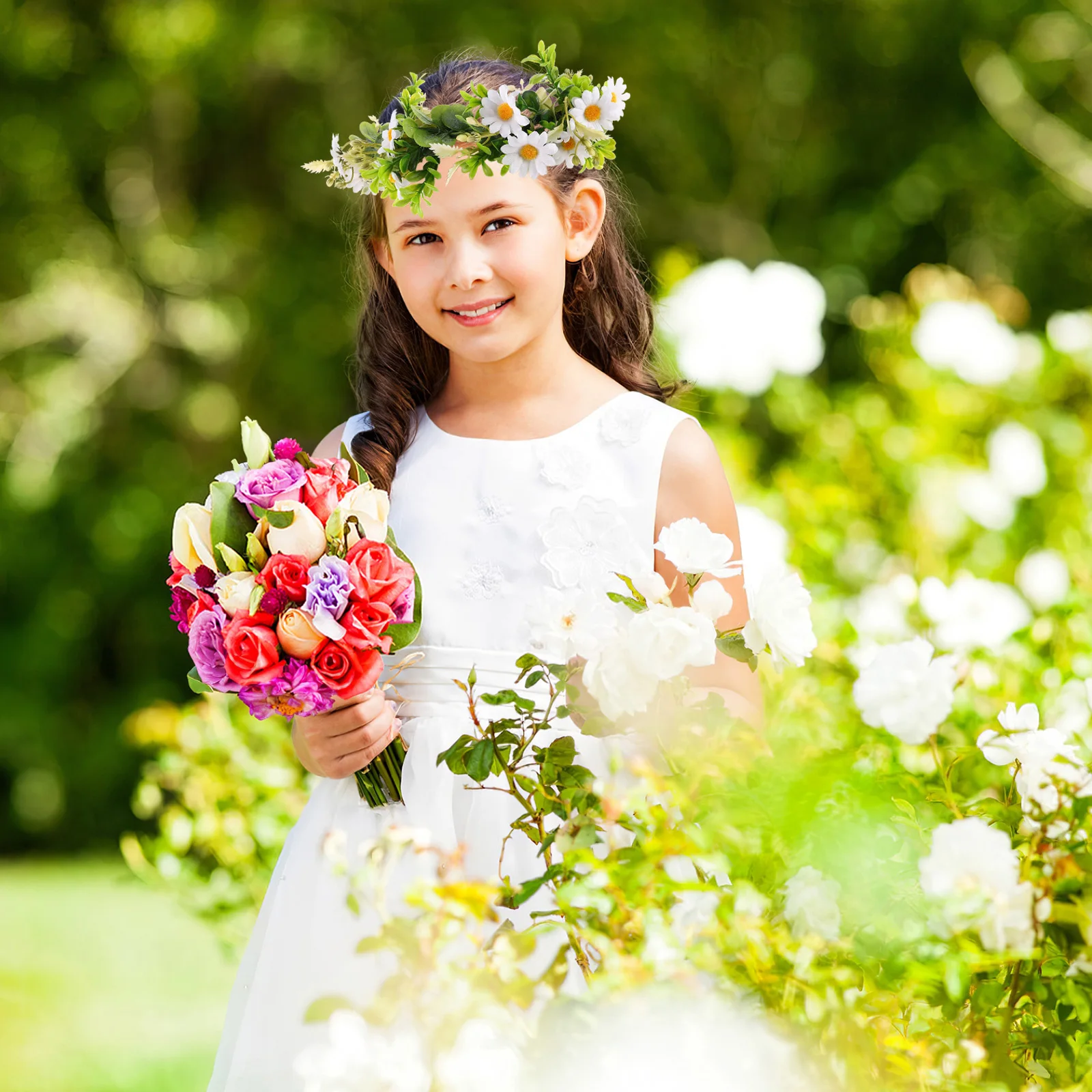 

2 Pcs Glow Garland Flower Crown Little Daisy Bride Hair Accessory Plastic Headband Bridesmaid