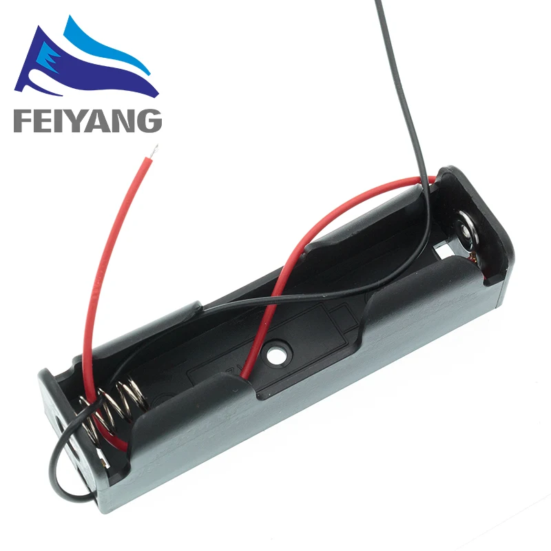 Plastic Standard Size AA/18650 Battery Holder Box Case Black With Wire Lead 3.7V/1.5V Clip