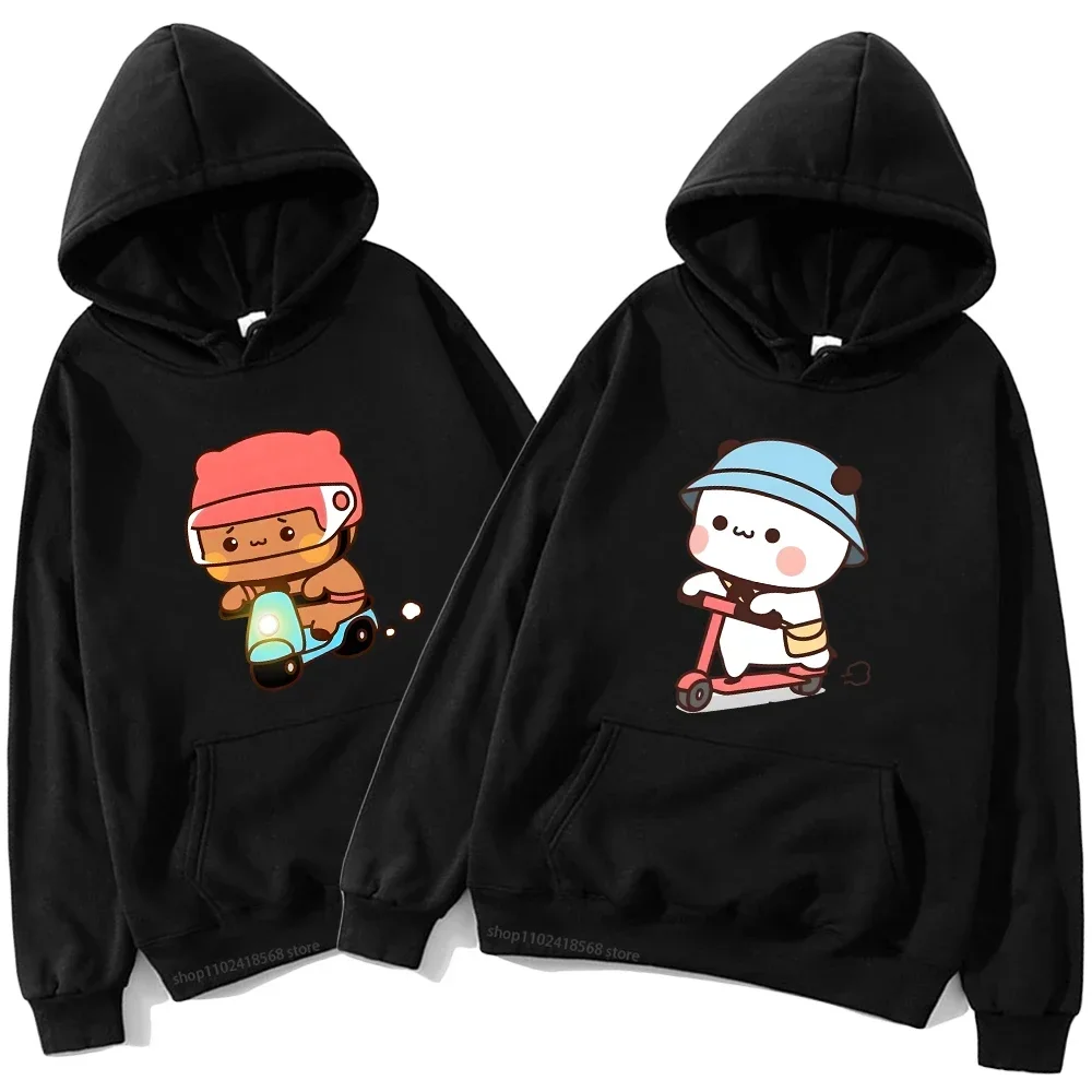 Couple Clothes Mochi Brownie Bear Bike Riding Hoodie for Men Bubu Dudu Sweatshirt Long Sleeve Clothing Streetwear Women Clothing