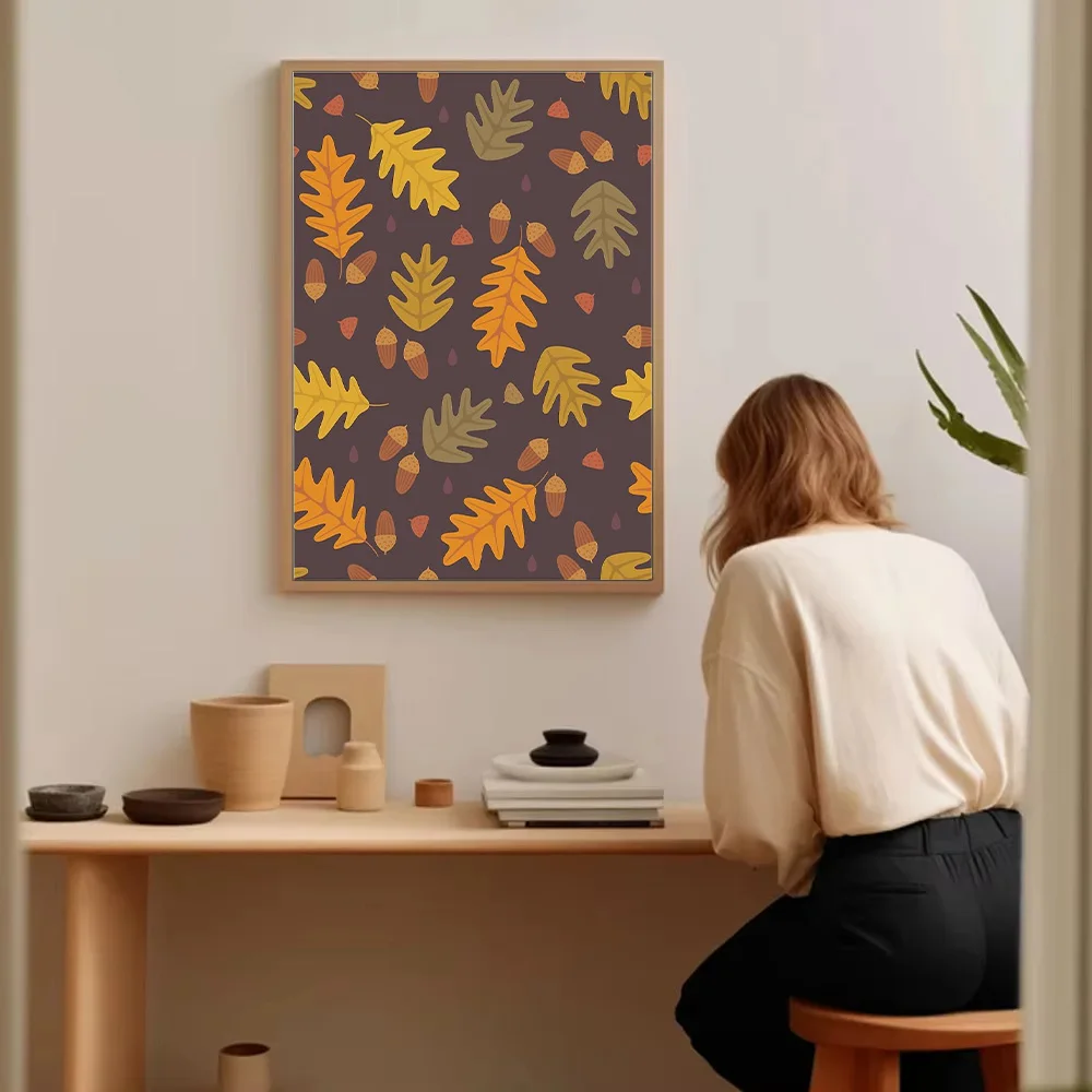 غير المؤطرة سقوط يترك قماش جدار الفن الخريف ديكور المنزل صورة طباعة ريفي الغابات طبيعة المشهد أشجار الغابات هدية #5