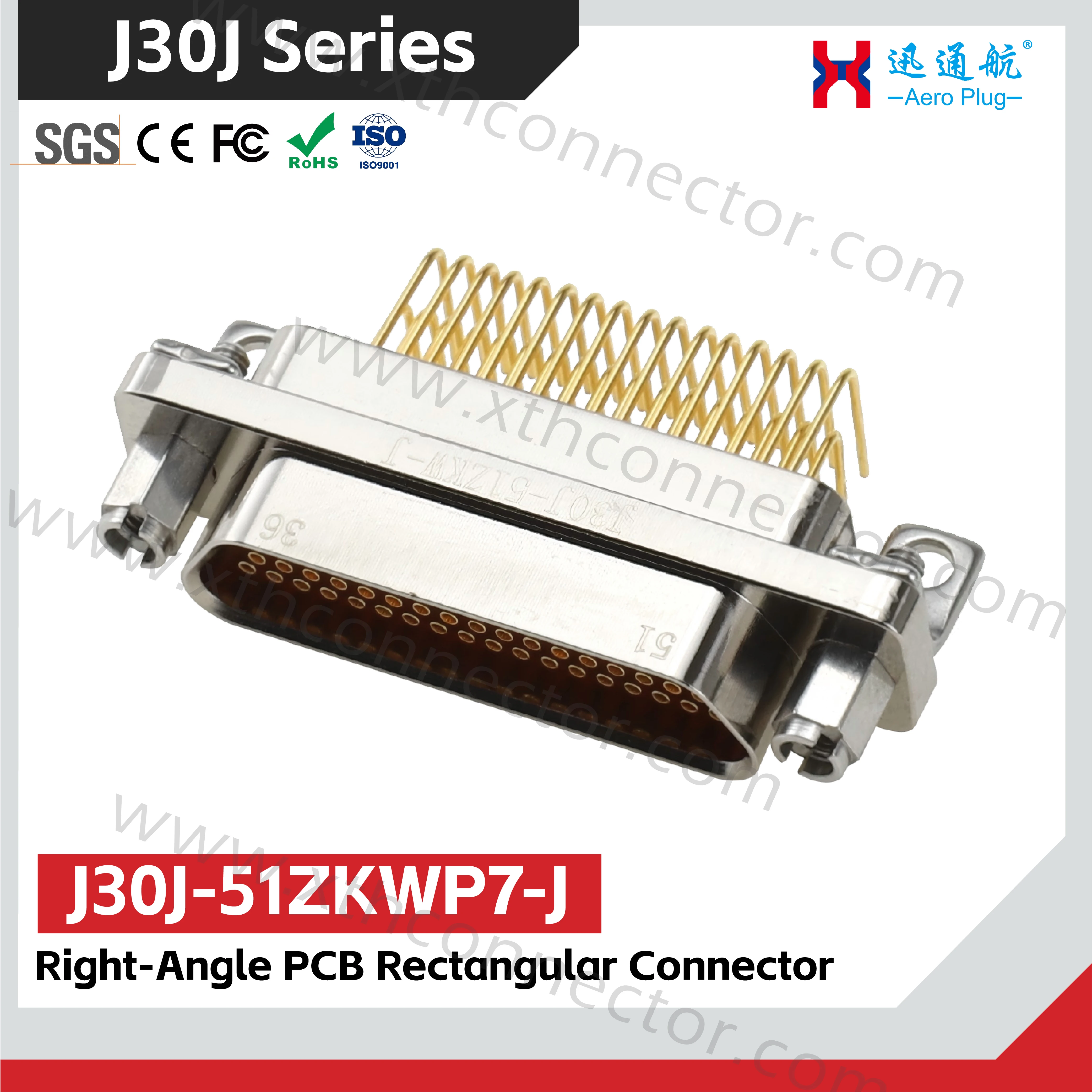 J30J-51TJW-J J30J-51ZKW-J 51 Pin Micro Rectangular Electrical Connector, PCB Solder Board Mount Aviation Plug & Socket 51 Core