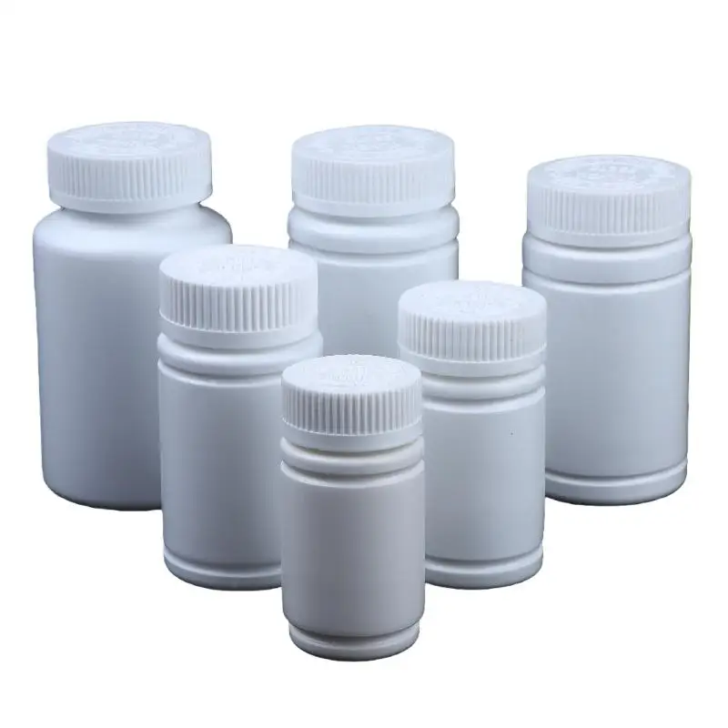 10Pcs 20-225ml Pill Vials Tablet Capsule Solid Powder Portable Containers Plastic HDPE White Empty Seal Bottles