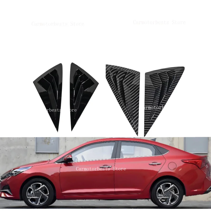 Car Side Window Louver For Hyundai Verna Accent Solaris Sedan  2018-2022 Car Rear Window Shutter Cover Spoiler   Glossy Black