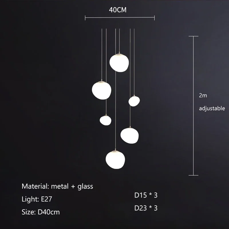 Ayilong Gregg Glas Hängelampe Weiß 8