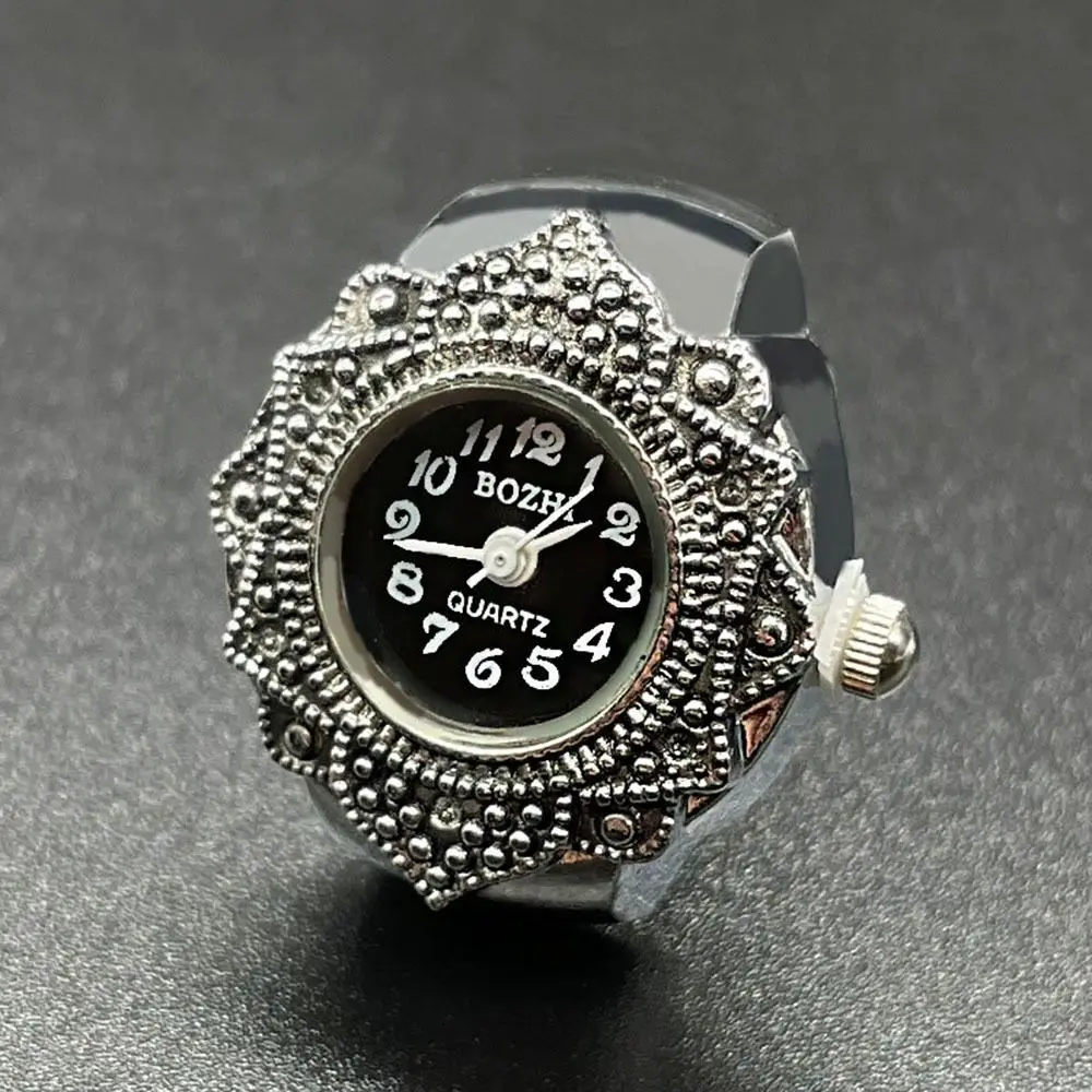 Vintage Gift Fashion Elastic Stretchy Rings Ring Watch Digital Watch Round Quartz Finger Rings