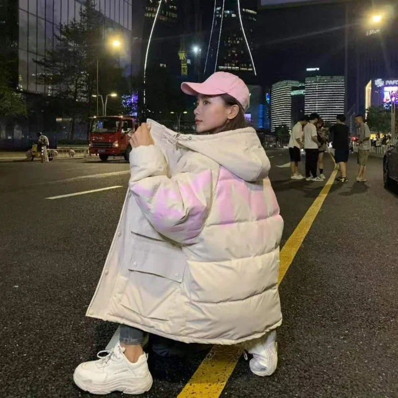 2022 Winter Bomber Jacket Women's Parkas Hooded Down Cotton Padded Coats Hip Hop Cotton Jackets Casual Thick Parka Warm Outwear