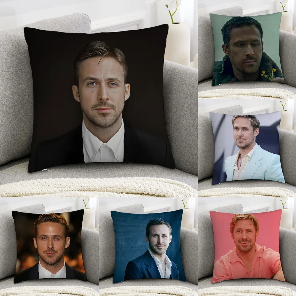 

R-Ryan Gosling Face Pillow Case Sofa Decorative Home Double-sided Print Plush Square Throw Pillow Covers Cushion Decor Cover