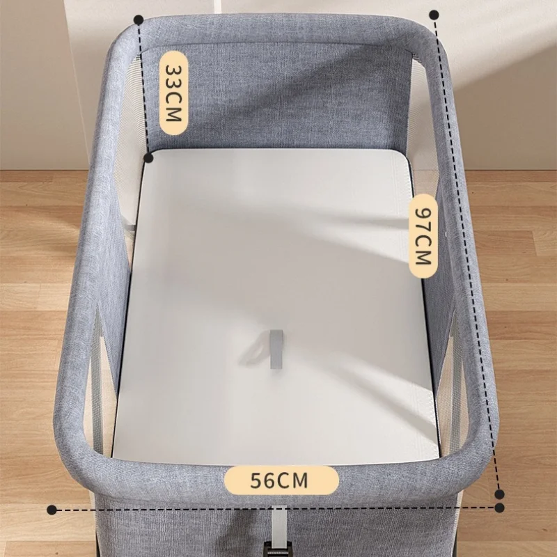 بيبي خفيف الوزن، سرير أطفال مع مرتبة وعجلات صامتة وناموسية، سرير أطفال عالي الجودة للأطفال حديثي الولادة