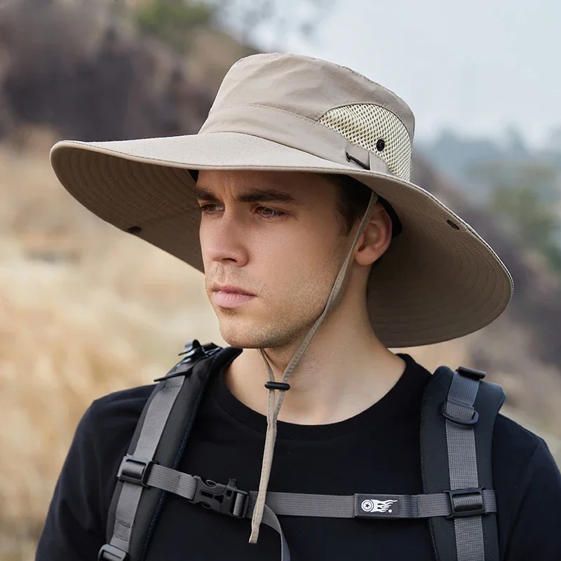 New Waterproof Bucket Hat Summer Men Boonie Hat Outdoor Sun Protection Wide Brim Panama Safari Hunting Hiking Fishing Sun Hat