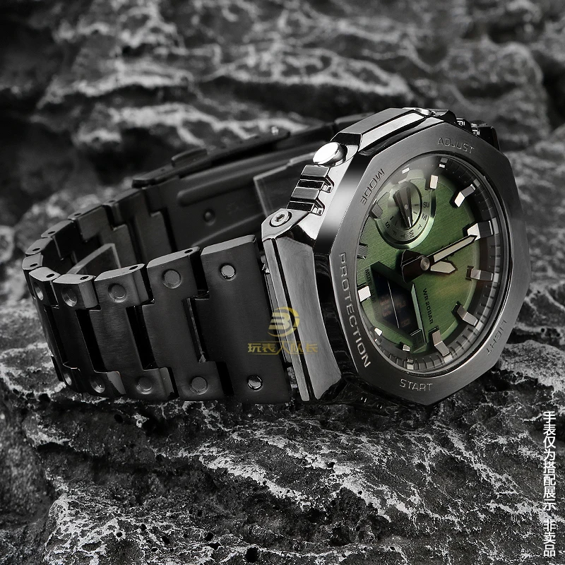 Pulseira de relógio de alta qualidade para casio GBM-2100 gm2100 metal octógono pulseira de aço substituição para relógio da série g-shock GA-2100