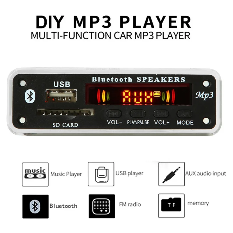 Placa decodificadora de Audio A19E-12V Bluetooth 5,0, módulo de Audio Mp3, USB, AUX, SD, FM, módulo de placa decodificadora de Radio para coche