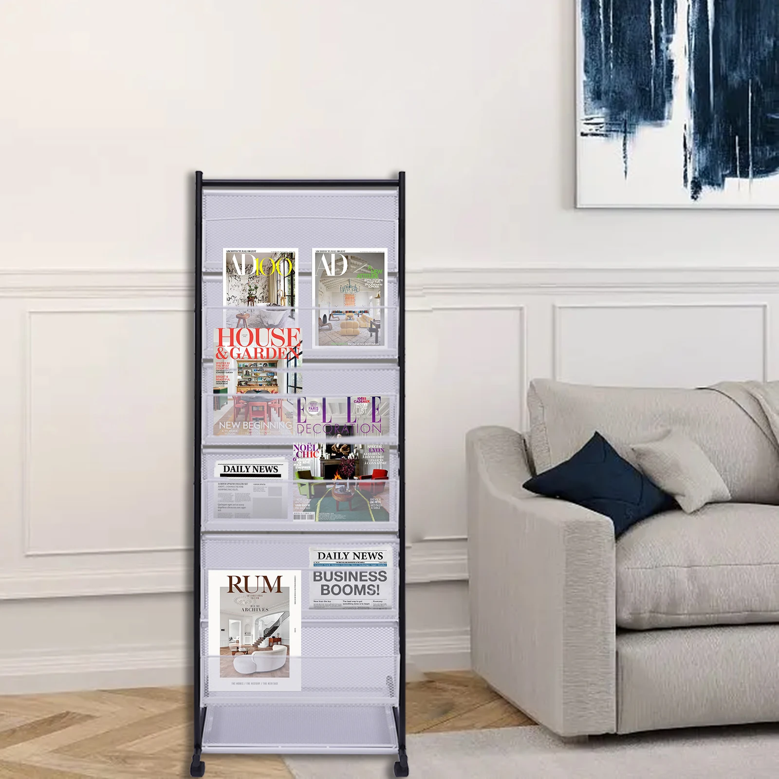 Brochure Display Stand Literatuur Stand Magazine Rack Houder Vloer Staande Kantoor Display Rack Met 6 Planken Ijzer