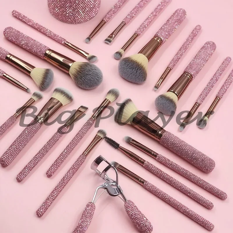 مجموعة فرش مكياج مرصعة بالألماس الإبداعي مكونة من 23 قطعة مجموعة كاملة من فرشاة البودرة المرصعة بالألماس لظلال العيون وبودرة أحمر الخدود #1