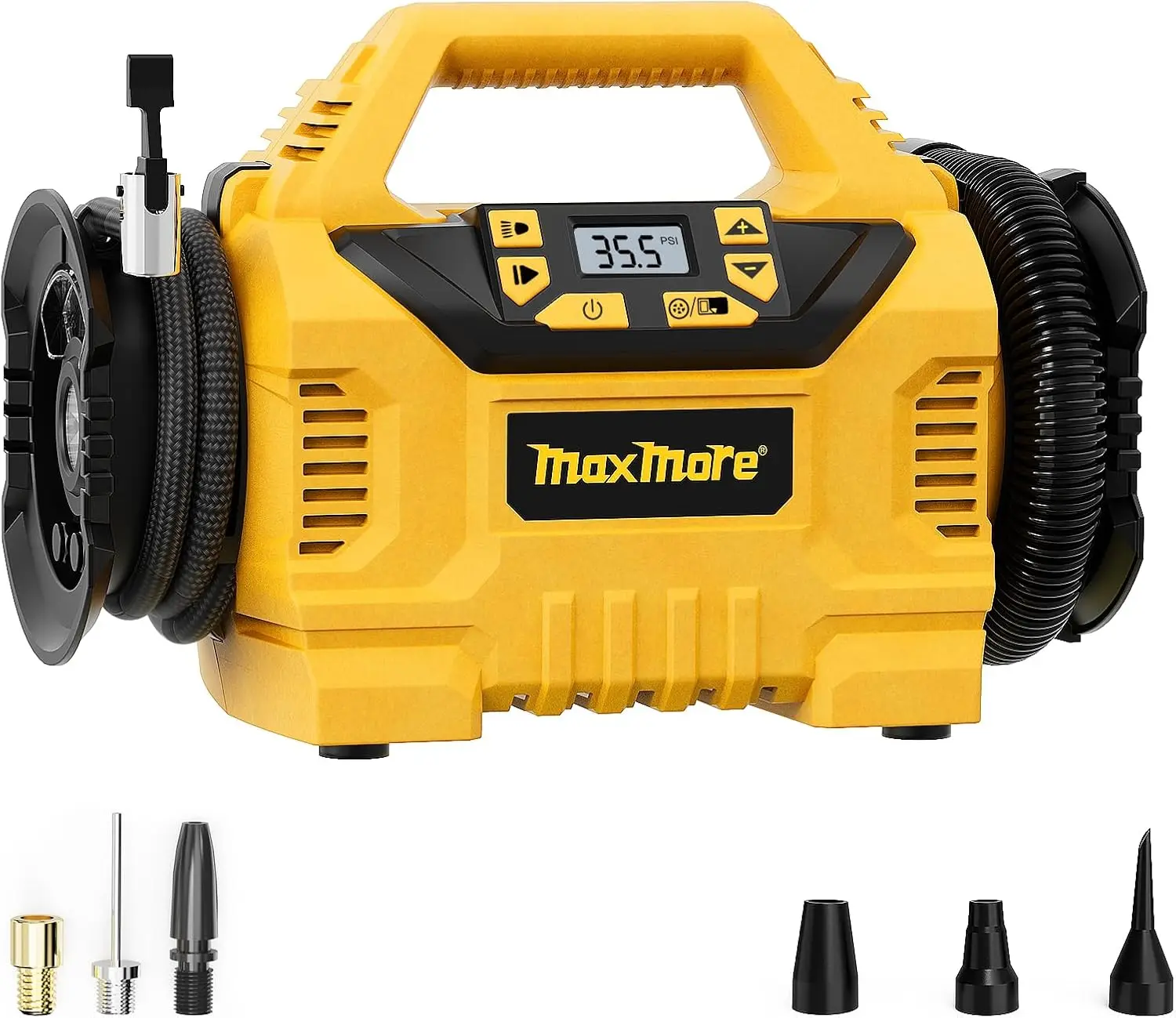 

Portable Tire Inflator/Deflator, 160 PSI Cordless Air Compressor with Digital Gauge, Auto Shut-Off, LED Light for Car, Bike