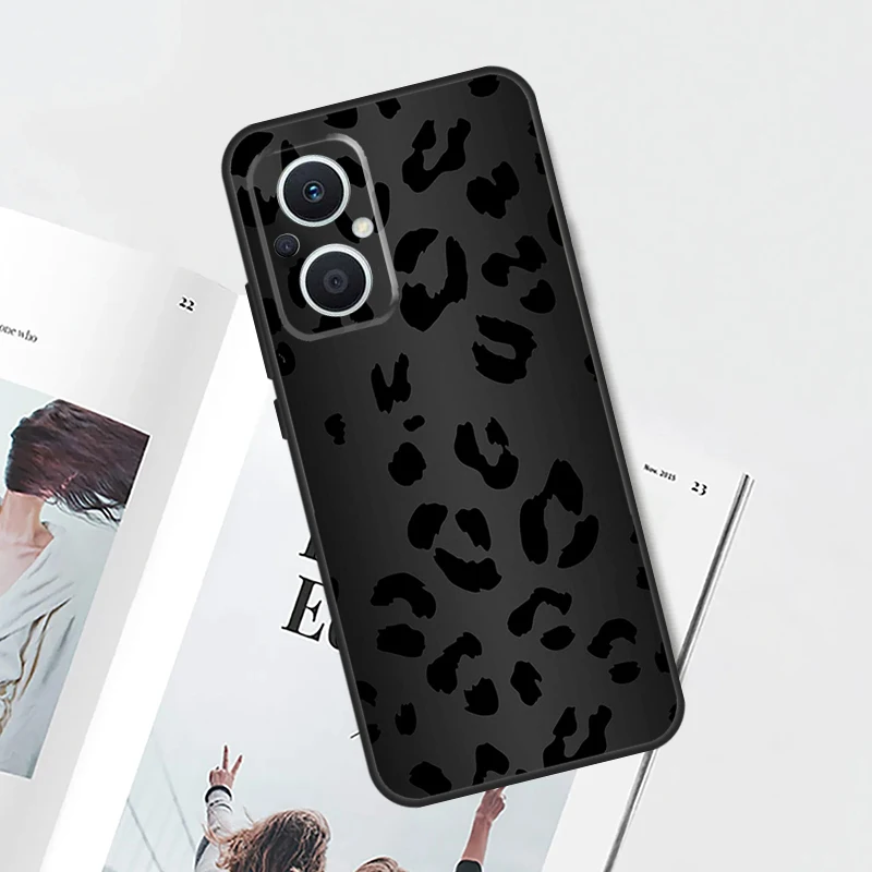 Leopard Print Black Cheetah Pattern Case For OPPO Find X9 X8 X6 Pro OPPO Reno 7 8 Lite 10 11 12 13 14 Pro 11F 12F 13F 14F Cover