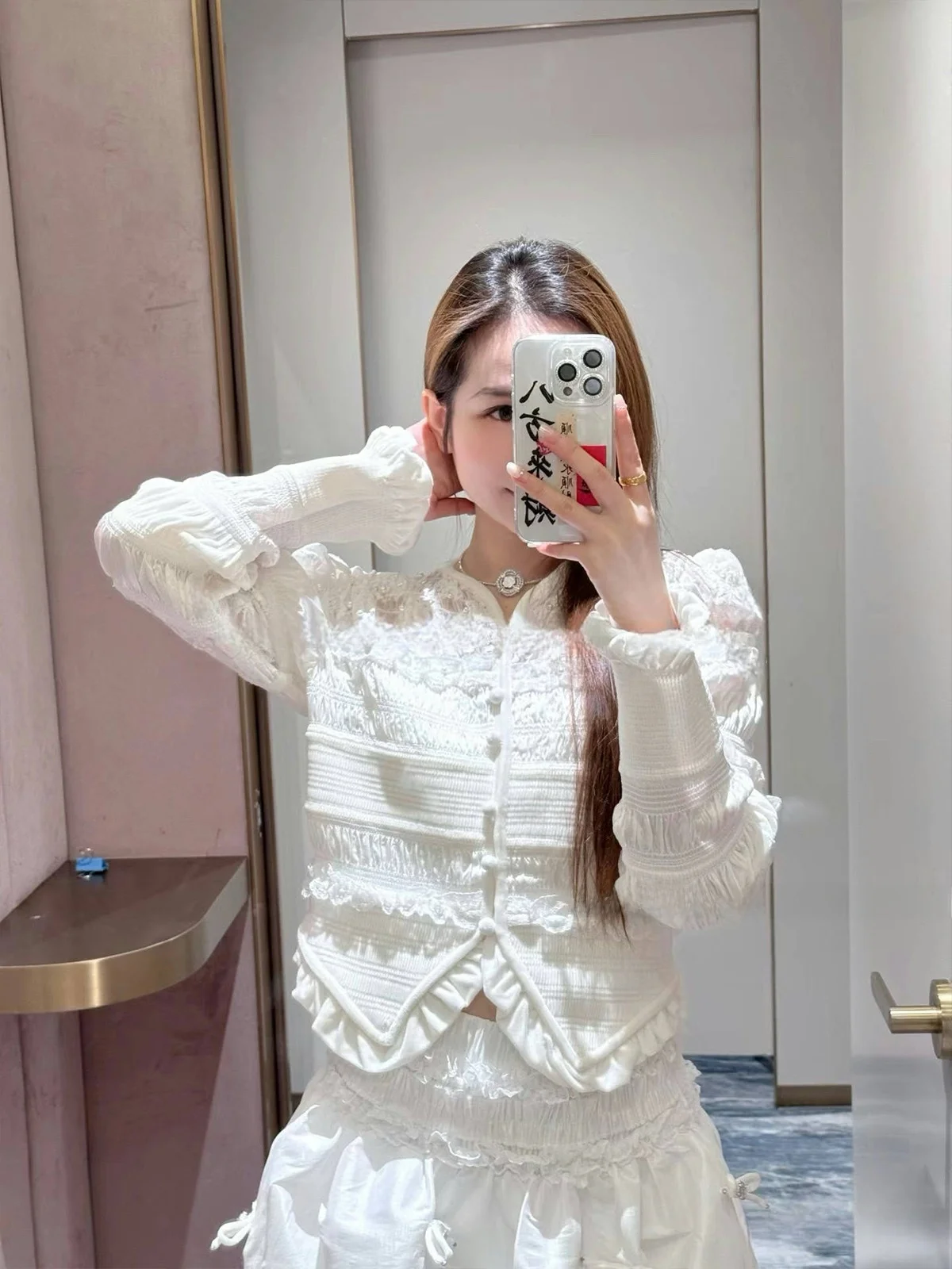 

Блузка с кружевной отделкой для похудения от JONIbyBEB, повседневная, прямого кроя, с длинным рукавом, женская, модная, дышащая, с лоскутным узором