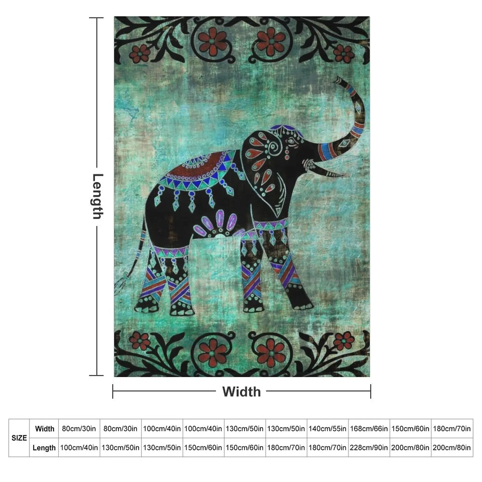 Indian Elephant Decorative Asian Floral Art Throw Blanket wednesday Sofa Quilt Luxury Designer Hair Single Bed Blankets