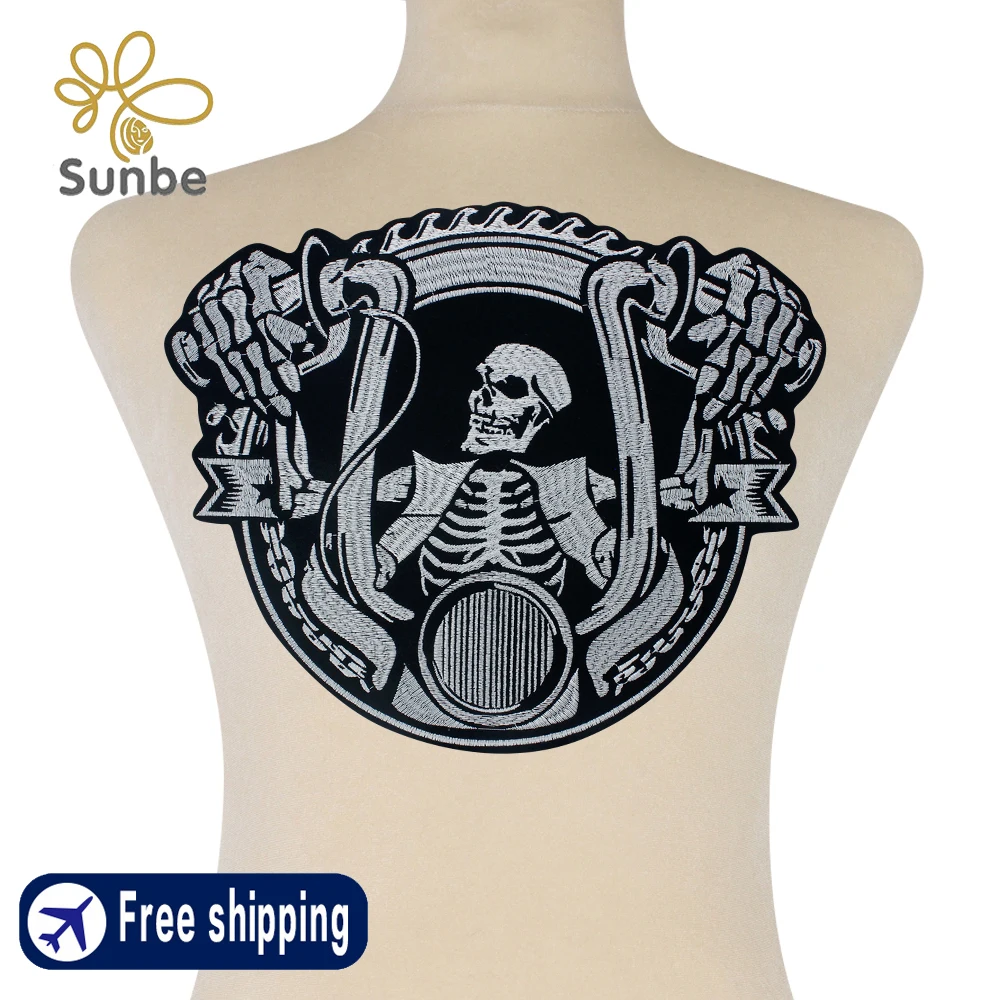 Skull Rider Iron On  Patches Embroidered Sewing Applique Patches  Repair Badge Sticker for DIY Costume Decor