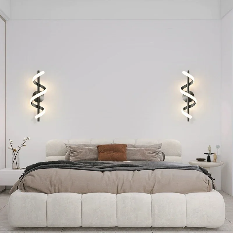 Lâmpada de parede LED para quarto, preto, branco, ouro, luzes decorativas, cabeceira, sala de estar, corredor, escadas, casa, arandelas interiores,