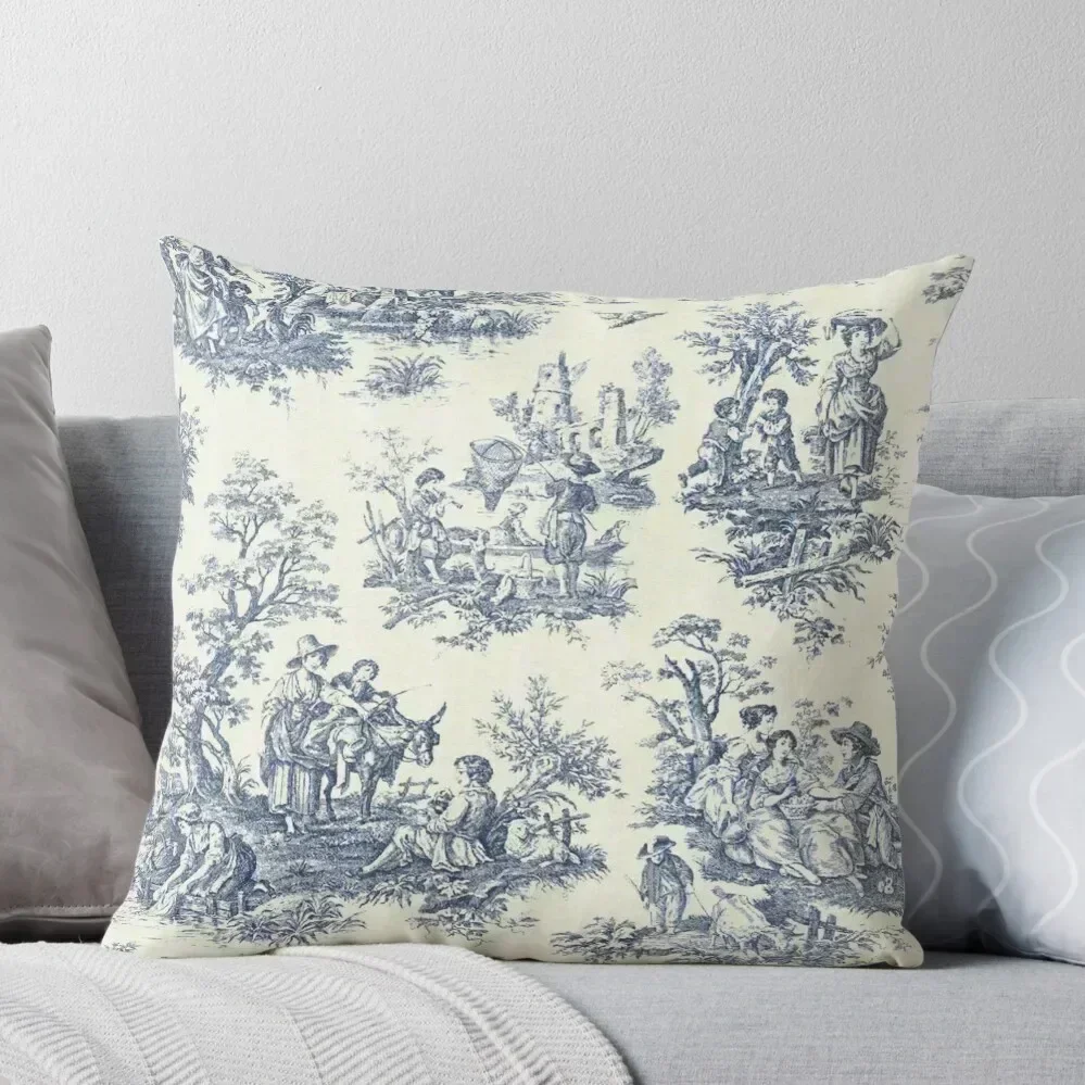 Powder Blue French Toile Picnic Designs Throw Pillow Pillow Case christmas supplies pillow