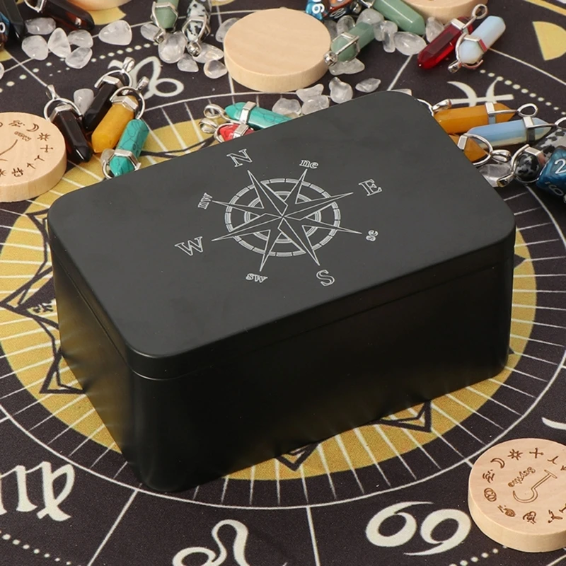 Multipurpose Iron Playing Cards Storage Box Small Trinket Box Portable Playing Card Container Astrologys Divination Storage Case