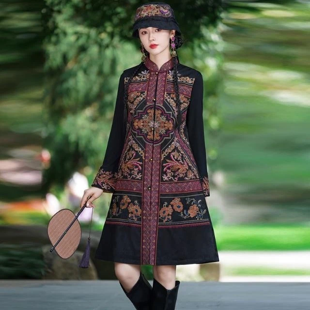 

Autumn New Chinese Vintage Hanfu Tops Ethnic Jacquard Vest National Flower Embroidery Sleeveless Jacket Stand Collar Tang Suit