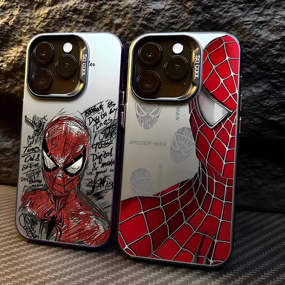 Cool S-Spiders Men Phone Case for Samsung Galaxy S26 S25 Edge S24 S23 S22 S21 FE S20 Ultra Plus 5G Colorful Silver Hard Cover