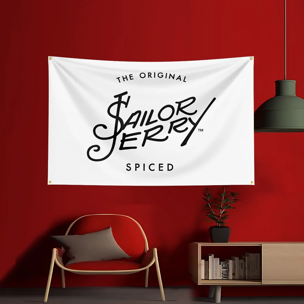 90X150CM S-Sailor Jerrys rum Flag Polyester Printed Alcohol Wine Banner For Decorative garden beverage rum Beer Flag