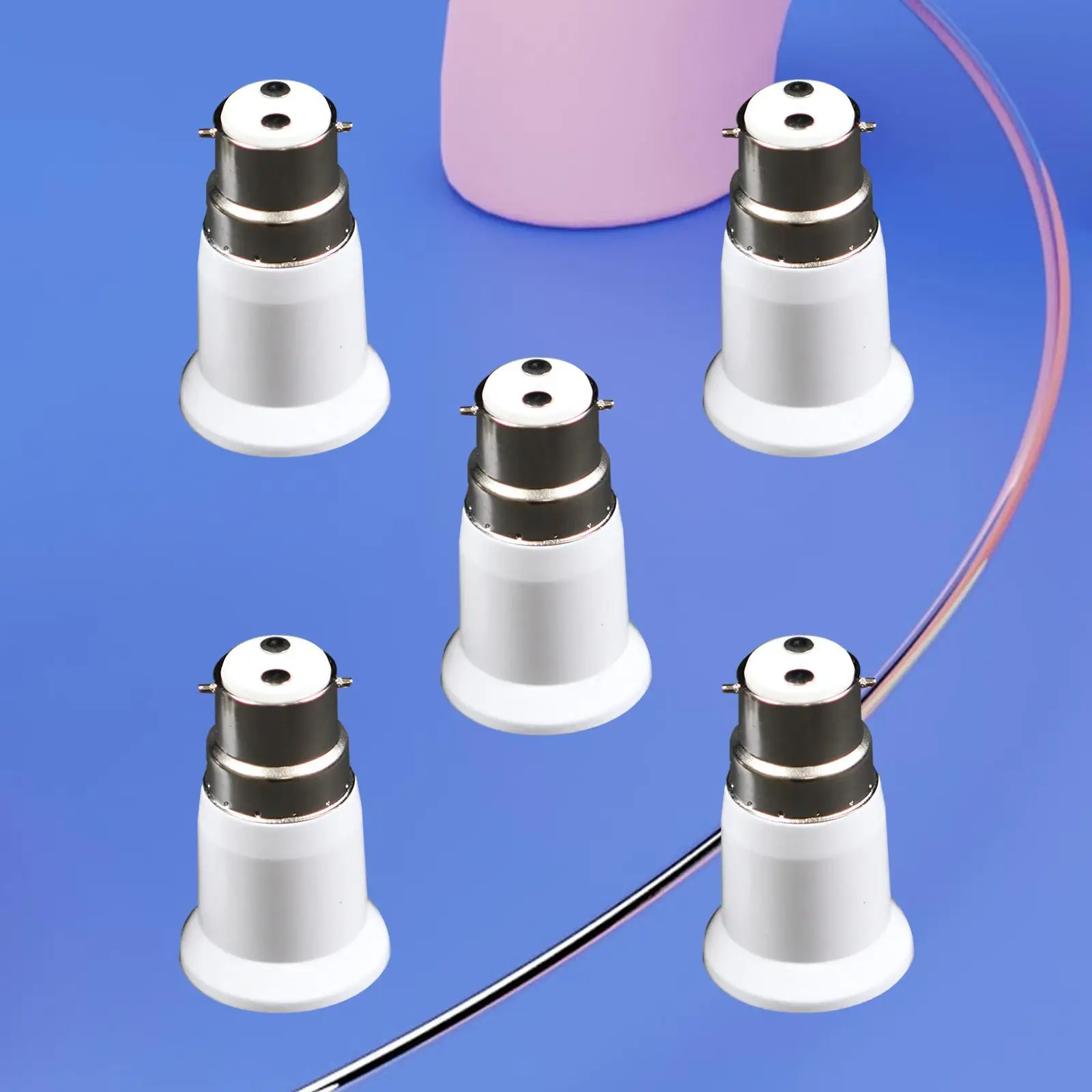 

5 Pieces B22 to E27 Adaptor Durable Lighting Accessories Extender Adaptor Holder Bayonet Lamp Base to Screw for Light Lamp Bulb