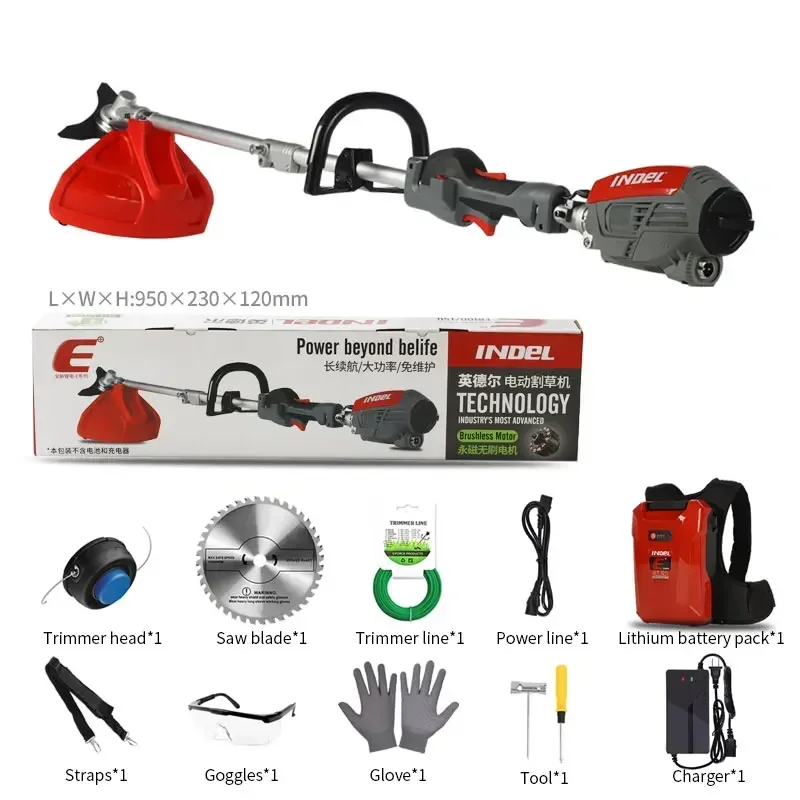 Gartengeräte 36V elektrischer Freischneider Lithium-Batterie String Trimmer Akku-Rasentrimmer Rasenmäher