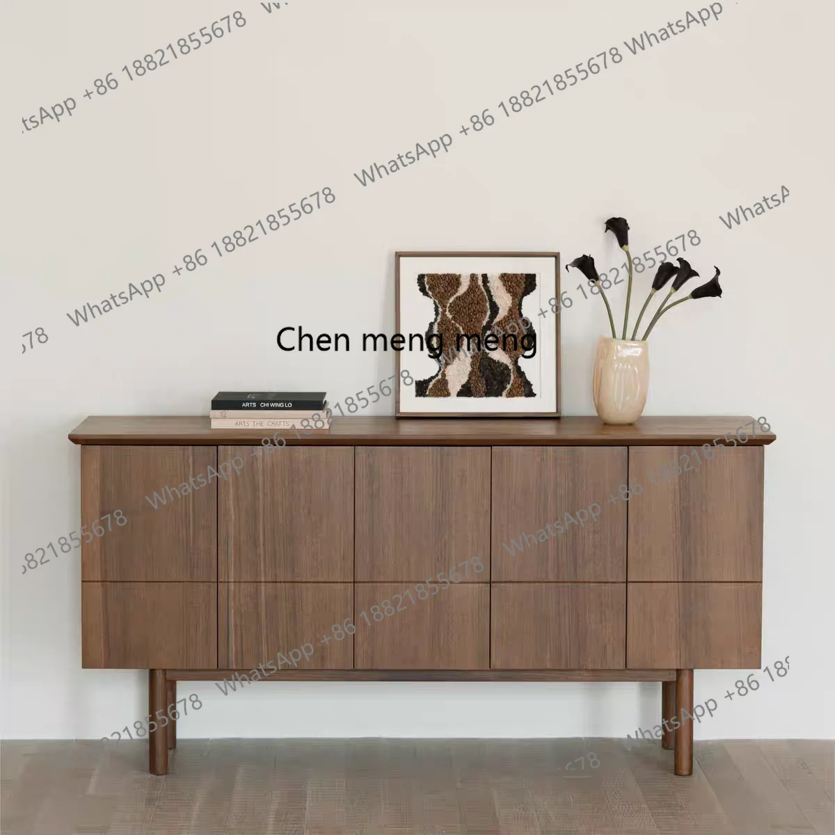 

Solid wood dining side cabinet, modern simple living room storage, rectangular entrance cabinet against the wall