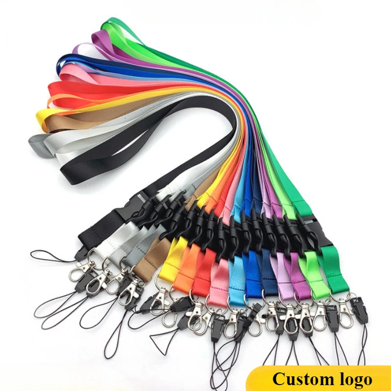 50PCS Free Custom Safety Neck Hanging Lanyard Keychain Straps ID Badge Holder Phone Rope 2cm Width