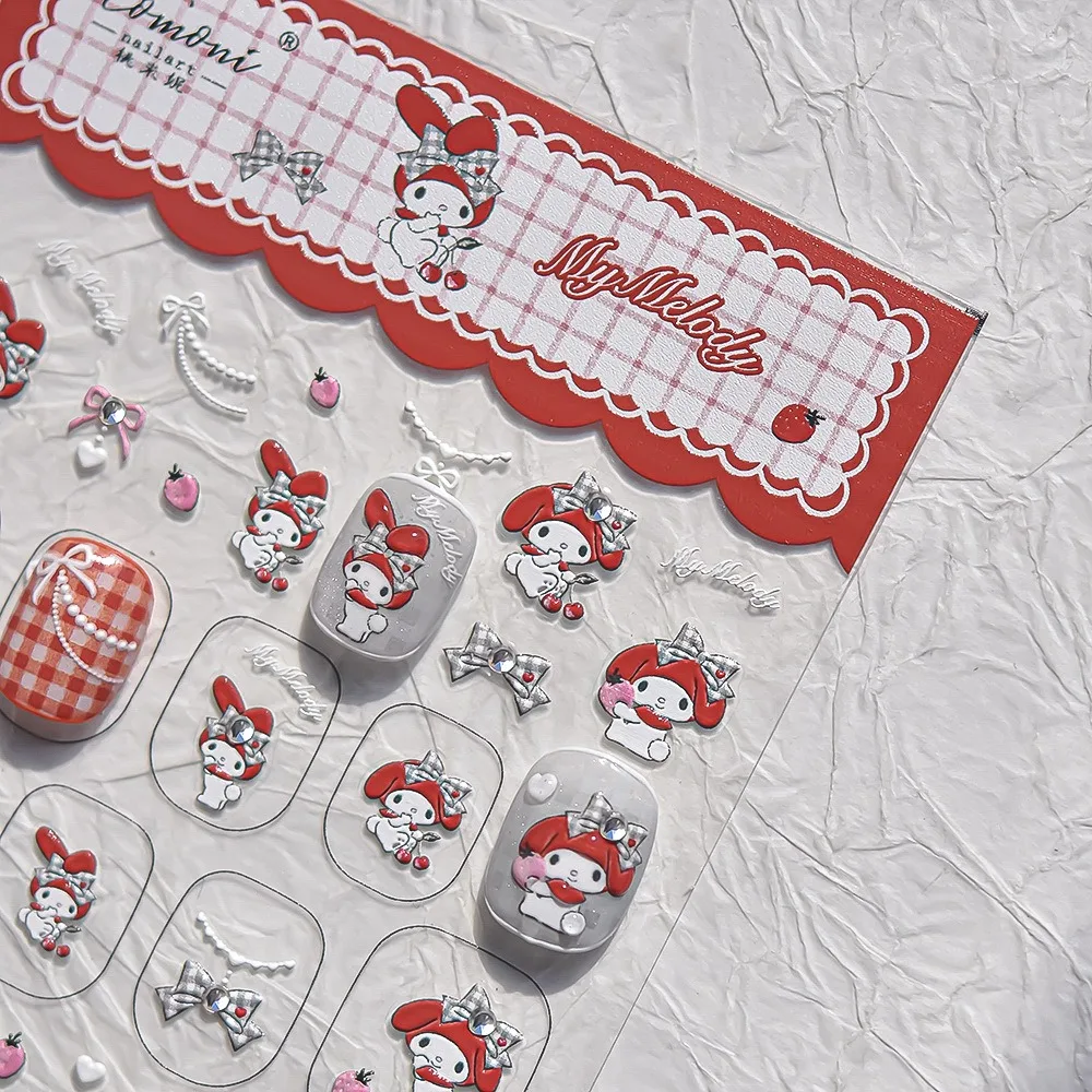 1Pcs  Cute Kawai Nail Stickers My Melody Bunny Design DIY Nail Art Supplies for Girls Easy Peel Stick No Glue For manicure