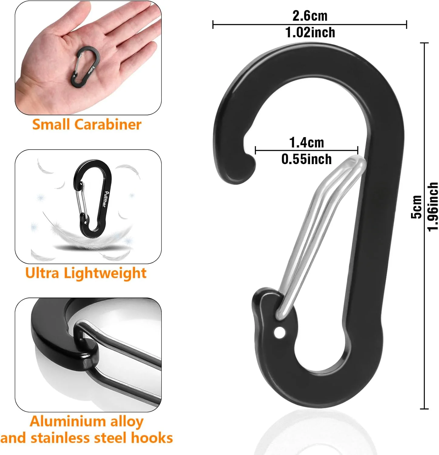 CC1 متعدد الاستخدام D حلقة تسلق كليب 6/12 حزمة صغيرة سلسلة المفاتيح الصغيرة 2 بوصة الألومنيوم متعدد الألوان تسلق الملحقات دروبشيبينغ #2