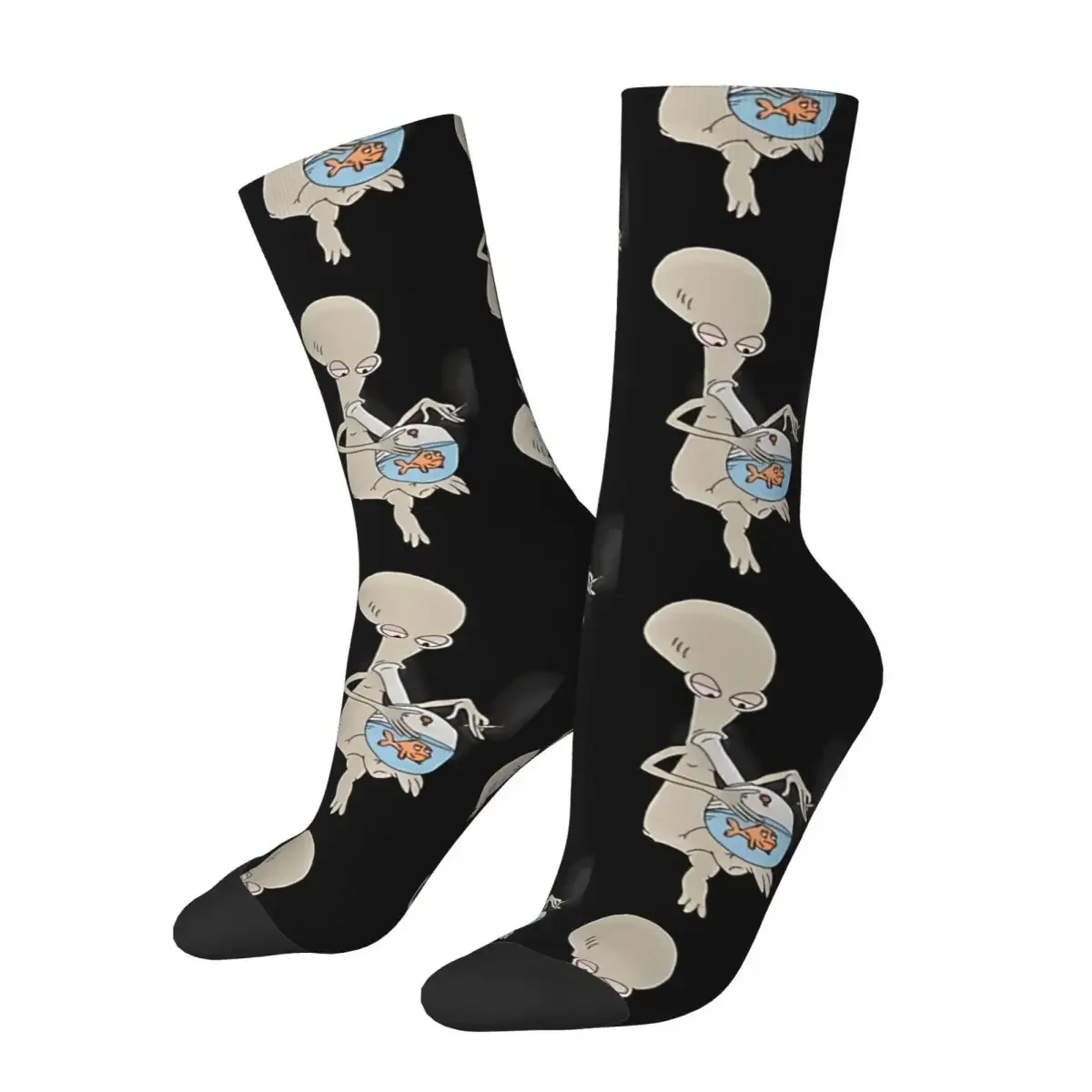 

Funny Men's Socks Roger Smokin' Up Retro Harajuku Alien Street Style Novelty Street Style Male Crew Crazy Sock Gift Summer Socks