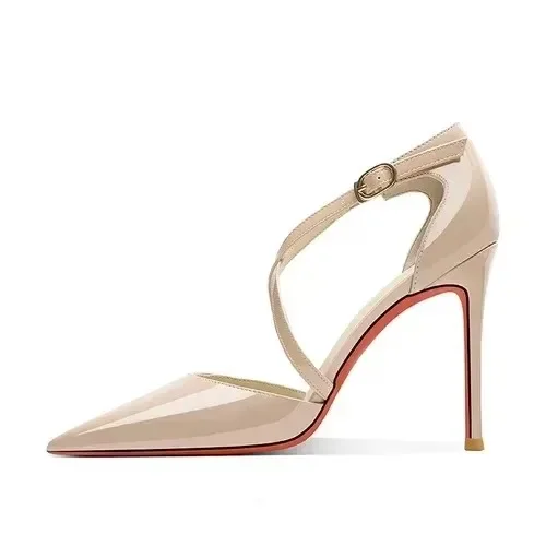 

New black cross strap high heels, nude and versatile professional office shoes, sexy women's shoes for banquets and parties