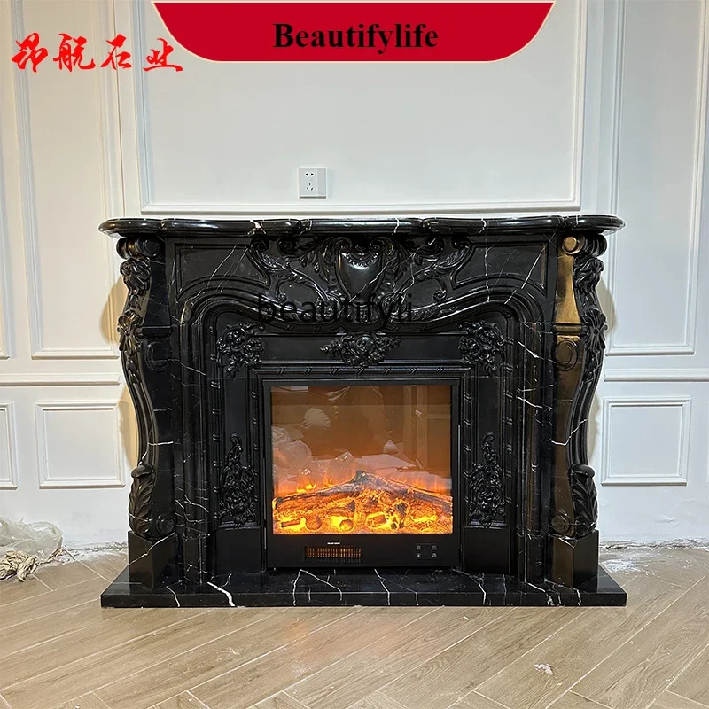 KK32  Marble fireplace European carved fireplace decoration living room heating fireplace light luxury ornament
