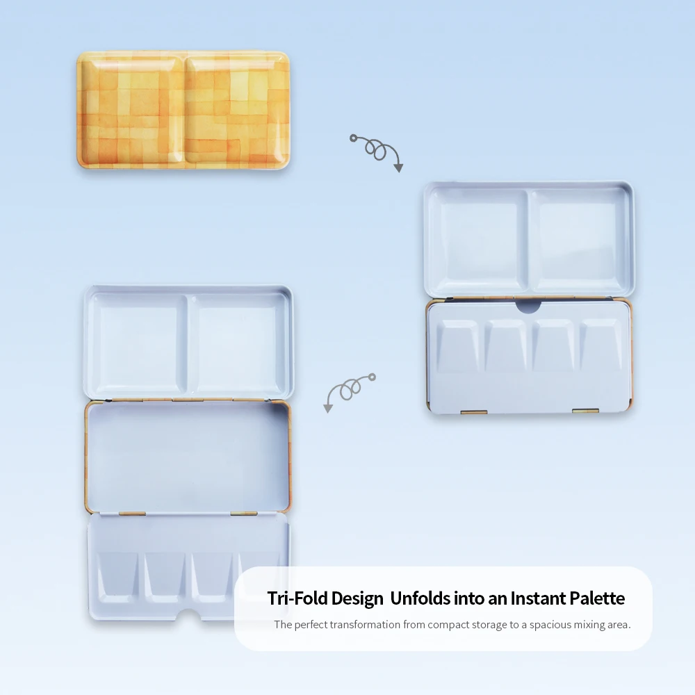 SeamiArt 1 قطعة صندوق طلاء معدني مسطح فارغ علبة حديد كلاسيكية قابلة للطي لطلاء الألوان المائية حزمة فرعية لوازم فنية