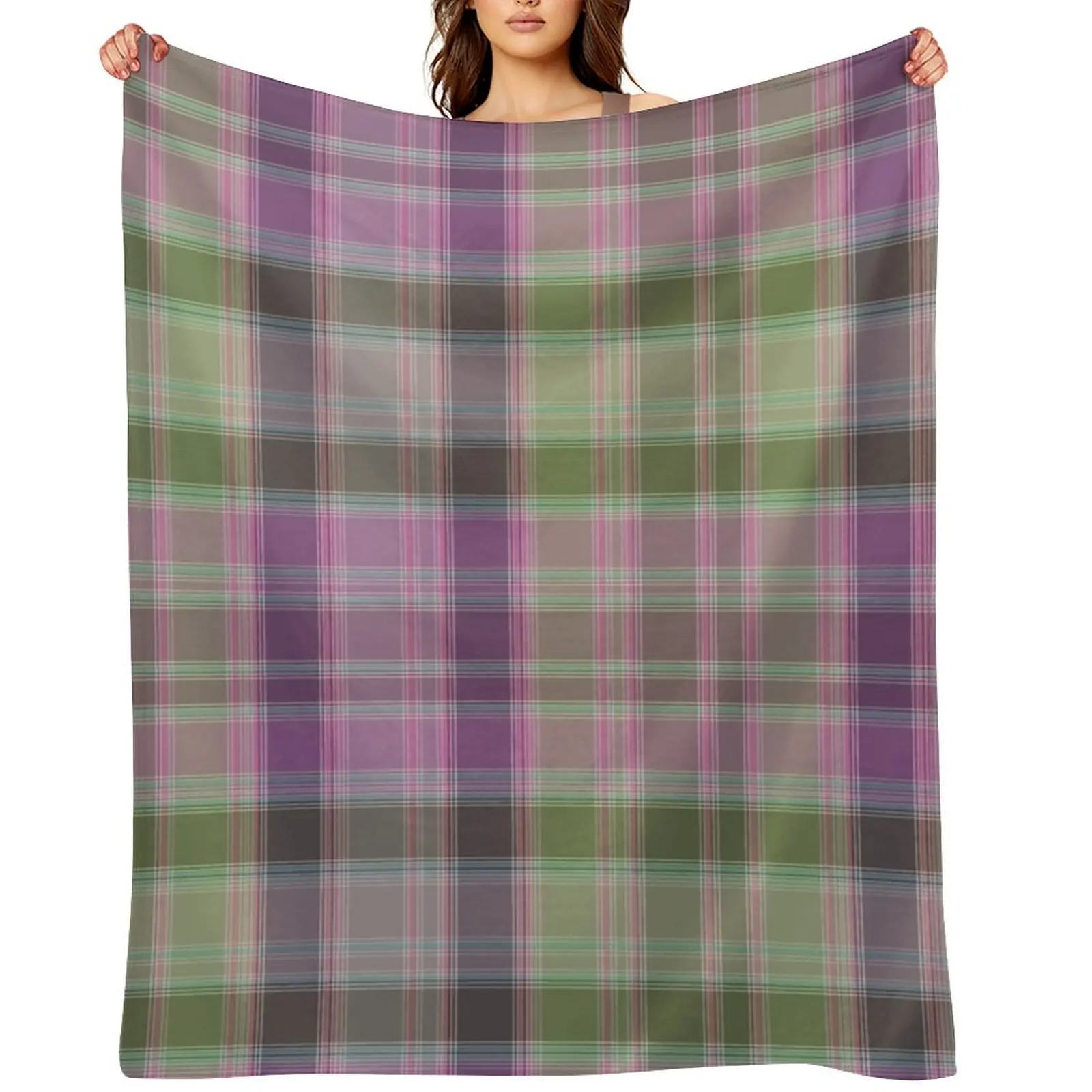 

Green and lilac tartan plaid. Throw Blanket Kid'S Luxury Thicken cosplay anime Giant Sofa Blankets