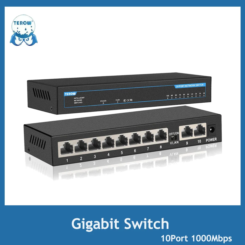 

Gigabit Switch 10/8/5 Port 1000Mbps Ethernet Switch Gigabit Network Switch for IP Camera Surveillance VoIP Phone Wireless APP