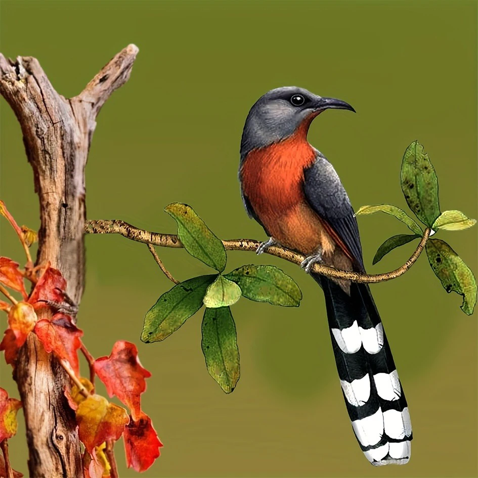 1pc Metal Branch Longtail Bird Garden Decoration Insert