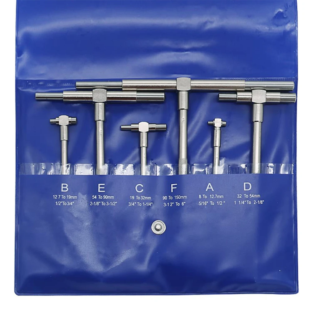 6Pcs Adjustable Inner Diameter Telescopic Gauge Stainless Steel  Measuring Tool Round Head Inner Diameter Telescopic Gauge