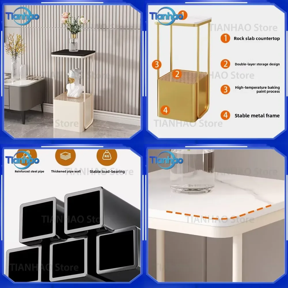 Cream Style Metal Shelf 2-Tier Durable Flower Stand Stable Study Decor Living Room Floor Storage Rack for Home Organization
