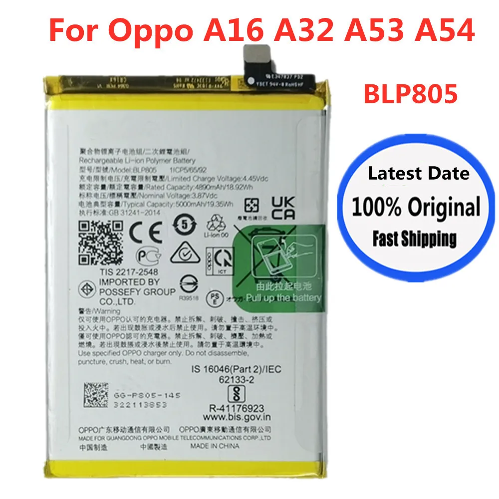 5000mAh BLP805 Original-Akku für Oppo A54 A53 A16 A32 PDVM00 CPH2269 CPH2127 CPH2131 CPH2239 Handy-Akku Batterien