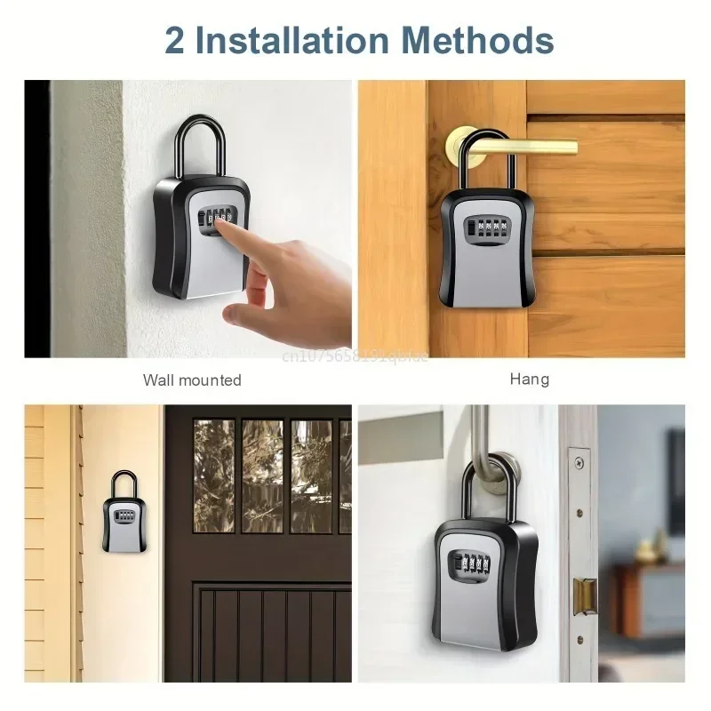 4-digit Password Box Free Installation Outdoor Password Key Box Extended Lock Hook Hanging Key Storage Waterproof Key