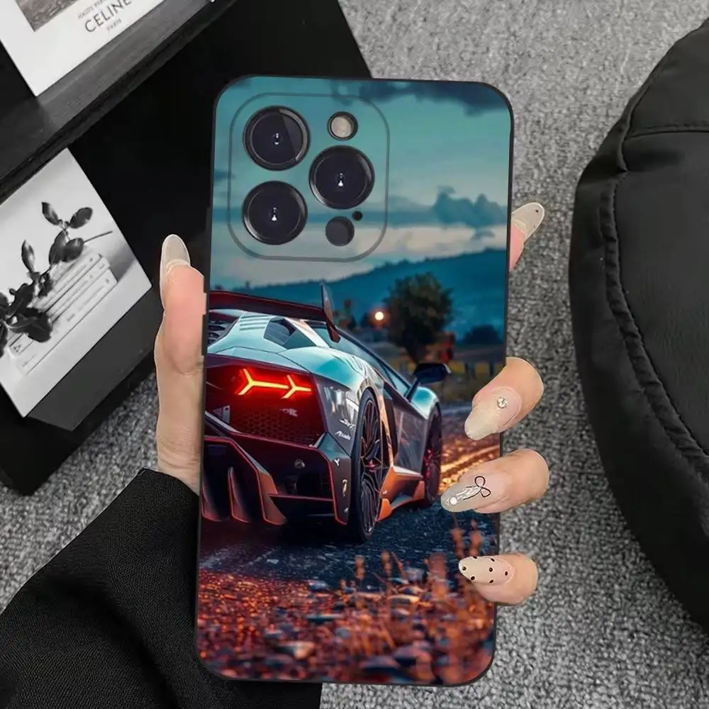 حافظة هاتف Cars-L-Lamborghinis-S لهاتف iPhone 17,16,15,14,13,12,11,Plus,Pro Max,XS,X,XR,SE,Mini,8,7,غطاء أسود من السيليكون الناعم #3