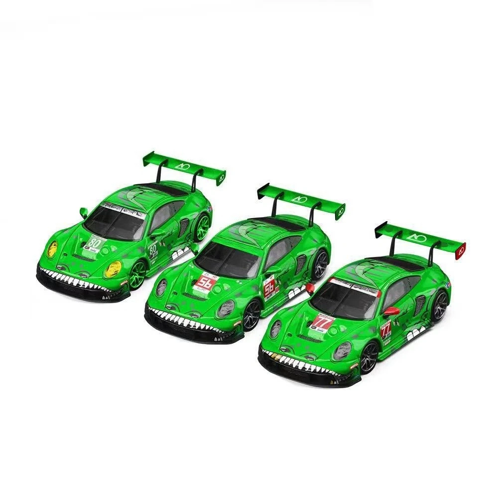 1:64 Porsche 911 GT3 R 77 AO Racing 2024 IMSA Rexy Roxy Miniature originali in vera scala Modello di veicolo pressofuso in lega premium