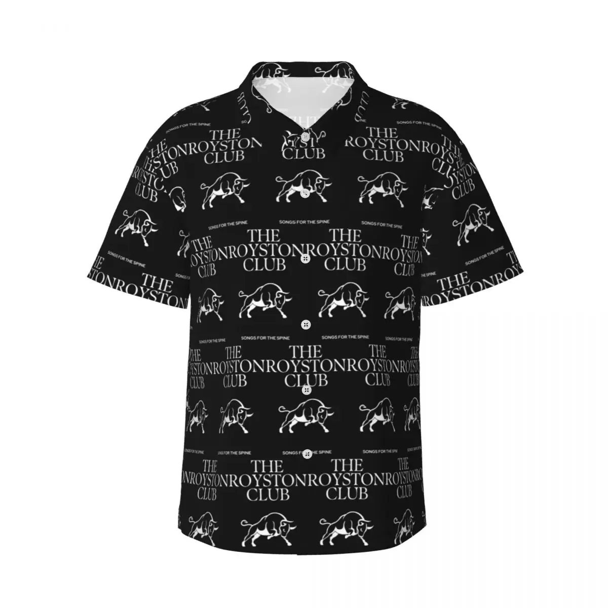 

The Royston Club Songs For The Spine Men's Shirts Hawaiian Short Sleeve Shirt Fashion Lapel Tops for Summer Beach